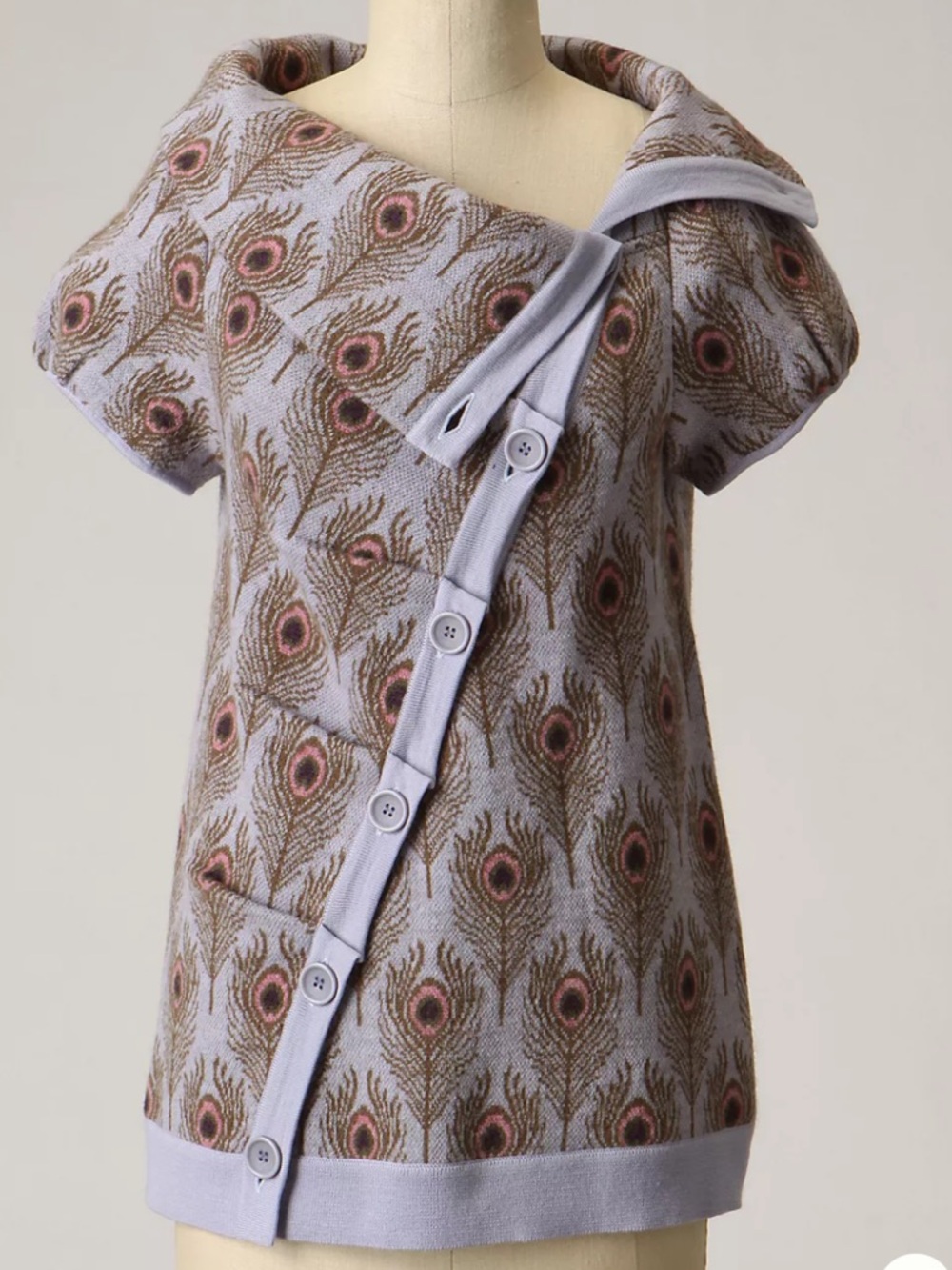 Like New Anthropologie MOTH Wool Peacock Funneled Folds Sweater Size Small